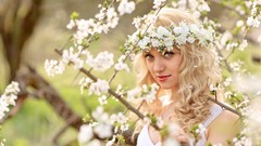 Flowers woman blondes flower crowns