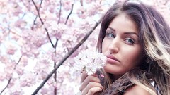 Flowers woman blue eyes models Delphine Ava