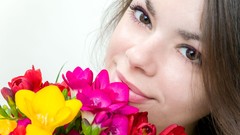 Flowers woman brunettes Femjoy magazine Elina S