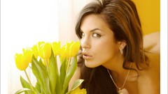 Flowers woman brunettes Nelly Linayo Nella Miartusova