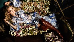 Flowers woman Celebrity blondes boots amanda seyfried lying 