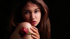 Flowers woman faces long hair Jackie Martinez