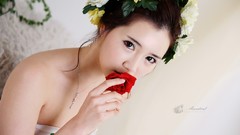 Flowers woman goddess asians models flower in hair Korean Han 
