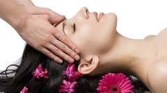 Flowers woman massage brunettes flower in hair