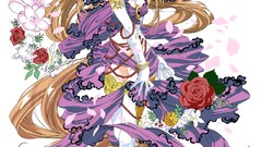 Flowers woman rings bracelets smiling long hair anime girls 