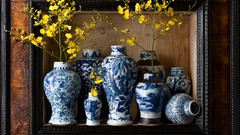 Flowers yellow vase Chinese vases