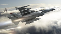 Fly clouds Aircraft Men paint weapons rocket air fighters 