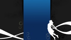 Fly gray blue light woman bubbles lonely waves graphics shadows 