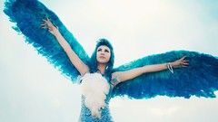 Fly woman angels blue hair angel wings Articuno kaiser