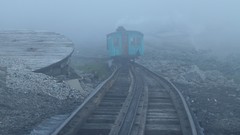 Fog Mountains Washington 2008 railroad tracks trains gear 