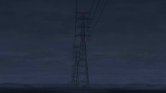 Fog night dark minimalistic power lines electricity pole Isai 