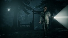 Fog Trees night Mountains Men moon weapons Guns alan wake 