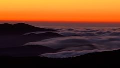 Foggy sunset over smoky