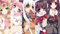 Food Anime white hair red eyes Ribbons blush pink hair pink 
