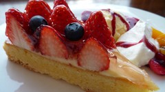 Food blueberries strawberries cakes gourmet meal