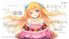 Food cakes blondes long hair anime girls blue eyes wink aizawa 