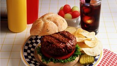 Food Chips hamburgers pickles