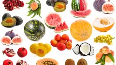 Food coconut drinks watermelons fruits pomegranate