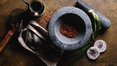 Food fish spices cooking mortar crayfish