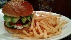 Food French fries hamburgers