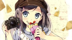 Food hats Sweets Cameras faces strawberries bows blush long 