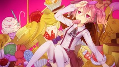 Food ice cream Candies pancakes skirts pink hair pink eyes 