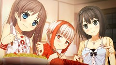 Food Knives white hair red eyes salad blush long hair anime 