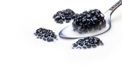 Food milk fruits blackberries spoons