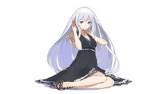 Food Shoes dress bananas white background white hair sitting 