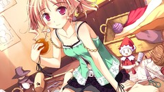 Food Shorts red eyes blondes blush barefoot anime girls short 