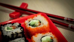 Food sushi chopsticks sushi rolls fish roe