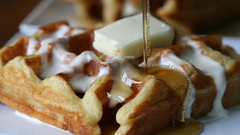 Food waffles maple syrup