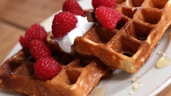 Food waffles raspberries