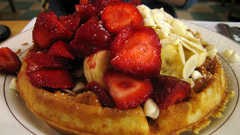 Food waffles strawberries