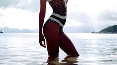 France May wet Beaches outdoors brunettes models photo shoot 