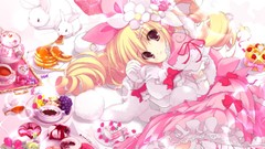 Fruits cakes blondes anime girls Bunnies hair ornaments lolicon 