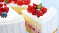 Fruits white background cakes