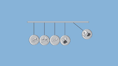 Funny Newton's cradle blue