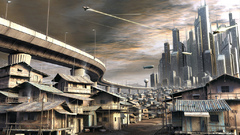 Futuristic Highways poor Skyscrapers