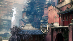 Futuristic Japanese buildings Chinese