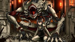 Futuristic mecha red eyes