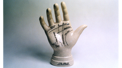 Futuristic palm hands statues