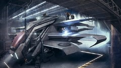 Futuristic spaceships concept art