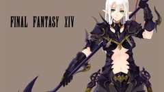 Game armor white hair scythe green eyes video games Simple 