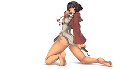 Games feet woman weapons white background Swords tongue 