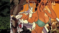 Games Guns virtual lara croft artwork cgi blue bikini Adam 