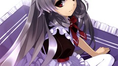 Games red eyes sitting bows long hair anime girls maids misaki 