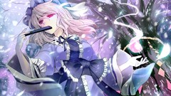 Games Trees text dress bows fans pink hair short hair touhou 