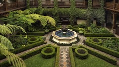 Garden fountain geometry bushes hotels courtyard
