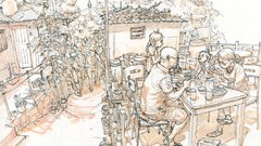 Garden monochrome houses drawings artwork Korean Kim Jung-Gi